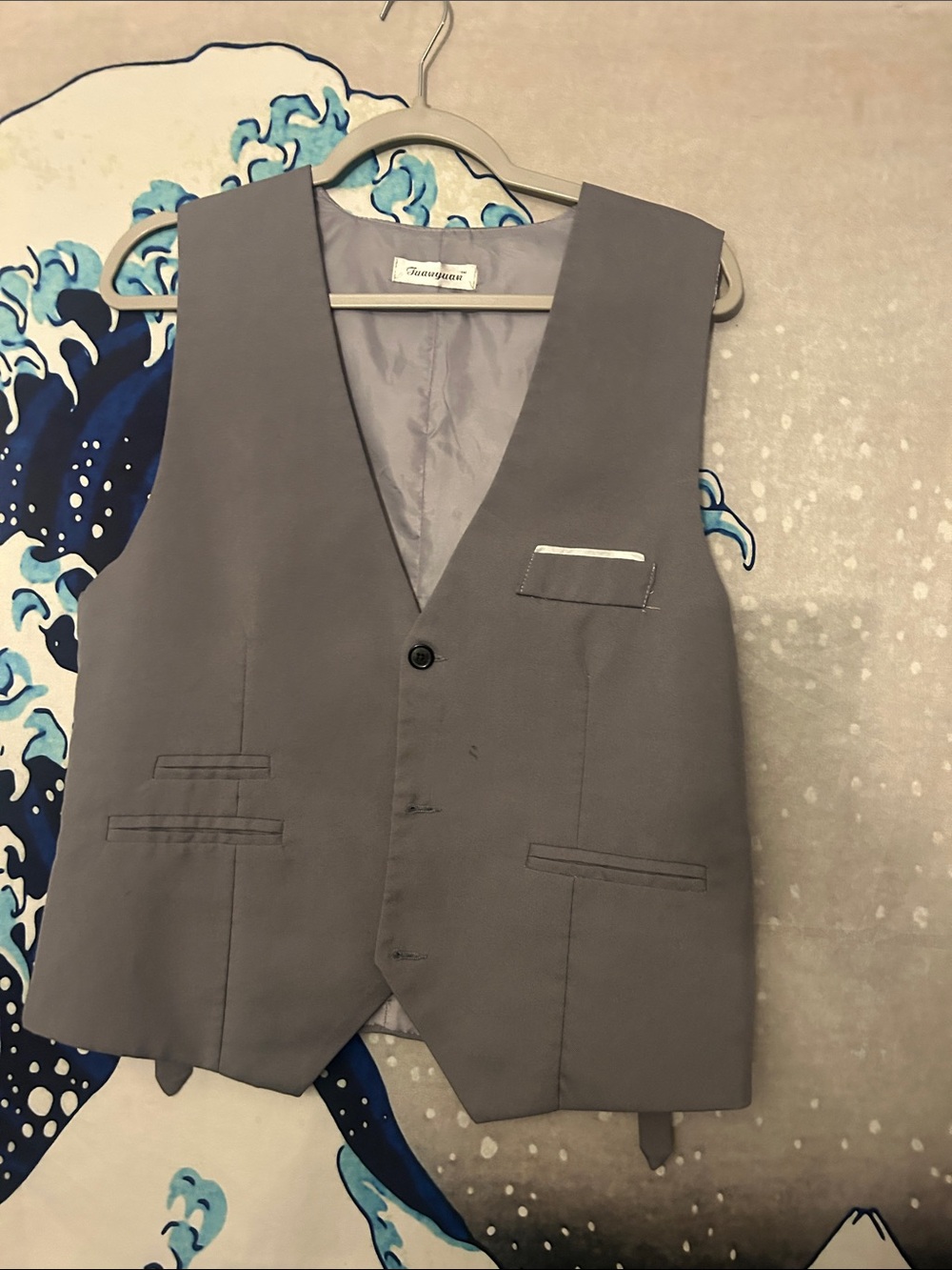 Men's Tailored Gray Suit Vest - Classic V-Neck Waistcoat